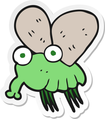 Bir insan tarafından çizilmiş bir sineğin çıkartması.