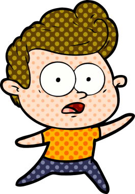 Bir insan tarafından çizilmiş çizgi film bakışlı adam.