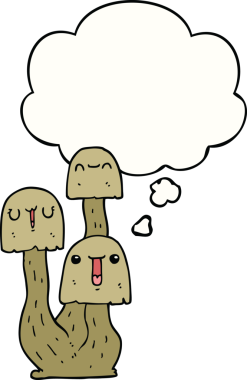 Bir insan tarafından çizilmiş düşünce baloncuklu mantar.