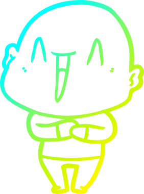 Bir insan tarafından çizilmiş, mutlu, kel bir adamın çizdiği soğuk çizgi.