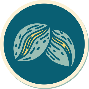 Bir insan tarafından çizilmiş geleneksel kahve çekirdeği stili dövme çıkartması.