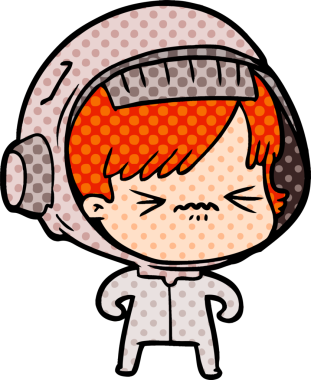 Bir insan tarafından çizilmiş astronot kadın.