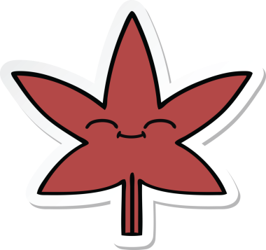 Bir insan tarafından çizilmiş güzel bir sonbahar yaprağının çıkartması.