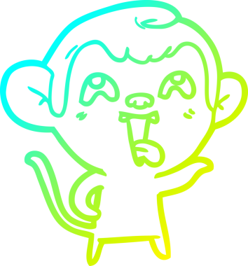 Bir insan tarafından çizilmiş çılgın bir çizgi film maymunu çizimi