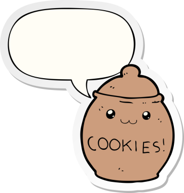 Bir insan tarafından çizilmiş konuşma balonu etiketli karikatür kurabiye kavanozu.