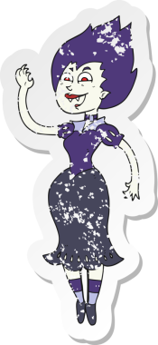 Bir insan tarafından çizilmiş vampir bir kızın gerilimli çıkartması.