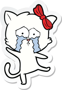 Bir insan tarafından çizilmiş çizgi film kedisinin çıkartması.