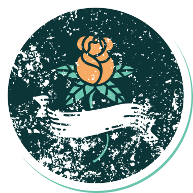 Bir insan tarafından çizilmiş gül ve pankartın sembolik dövmeli görüntüsü