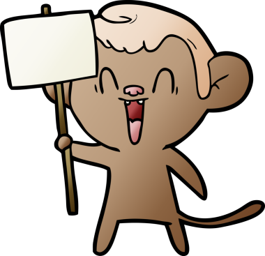 Bir insan tarafından çizilmiş gülen maymun çizgi filmi