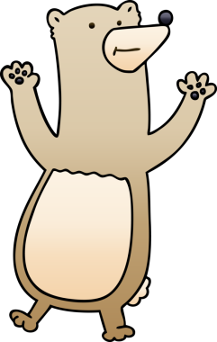 bir insan tarafından çizilmiş gölgelenmiş garip çizgi film ayısı.