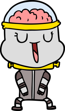 Bir insan tarafından çizilmiş mutlu çizgi film robotu