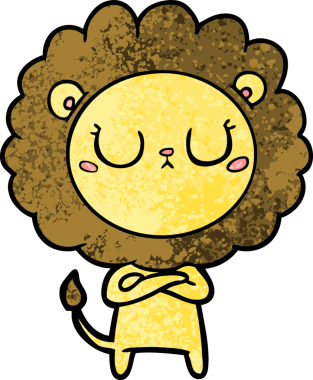 Bir insan tarafından çizilmiş çizgi film aslanı.