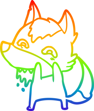 Gökkuşağı gradyan çizgisi insan tarafından çizilmiş aç bir kurt çizgi.