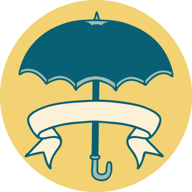 bir insan tarafından çizilmiş bir şemsiye pankartı ile dövme biçimi simgesi