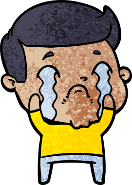 Bir insan tarafından çizilmiş ağlayan çizgi film adamı.