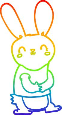 Gökkuşağı gradyan çizgisi. Bir insan tarafından çizilmiş şirin bir tavşan çizimi.