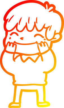 Bir insan tarafından çizilen mutlu bir çocuğun sıcak çizgi çizimi.