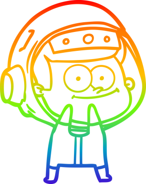 gökkuşağı gradyan çizimi mutlu bir astronot çizgi filmi bir insan tarafından çizildi