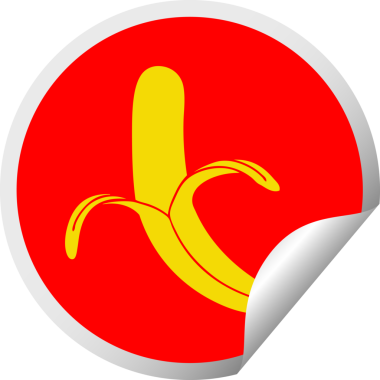 Bir insan tarafından çizilmiş tuhaf bir muzun soyulmuş etiketi.