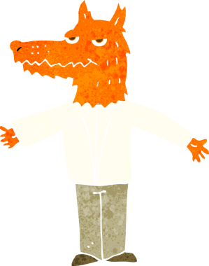 bir insan tarafından çizilmiş tilki çizgi filmi