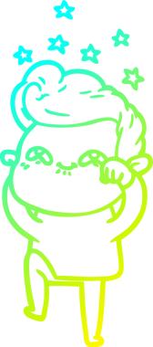 Bir insan tarafından çizilmiş, heyecanlı bir çizgi film çizimi.