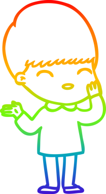 gökkuşağı gradyanı çizimi bir insan tarafından çizilmiş mutlu bir çizgi film çocuğu