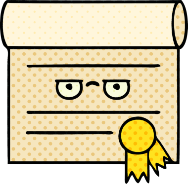 bir insan tarafından çizilmiş bir sertifikanın çizgi roman tarzı