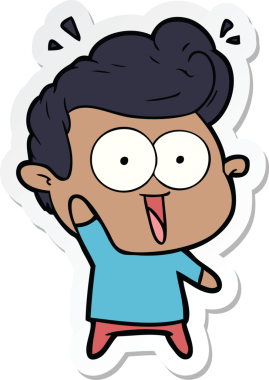 Bir insan tarafından çizilmiş, dik dik bakan bir çizgi film çıkartması.