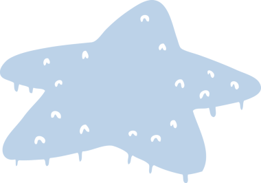 Bir insan tarafından çizilmiş yıldız balığının el çizimi karikatürü.