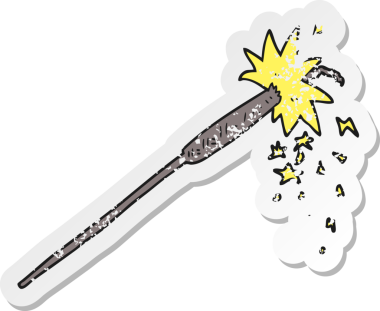 Bir insan tarafından çizilmiş bir maytap desenli karikatür çıkartması.