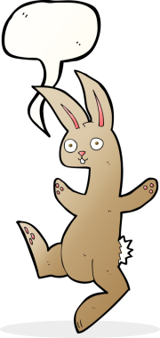 Bir insan tarafından çizilmiş komik bir çizgi film tavşanı.