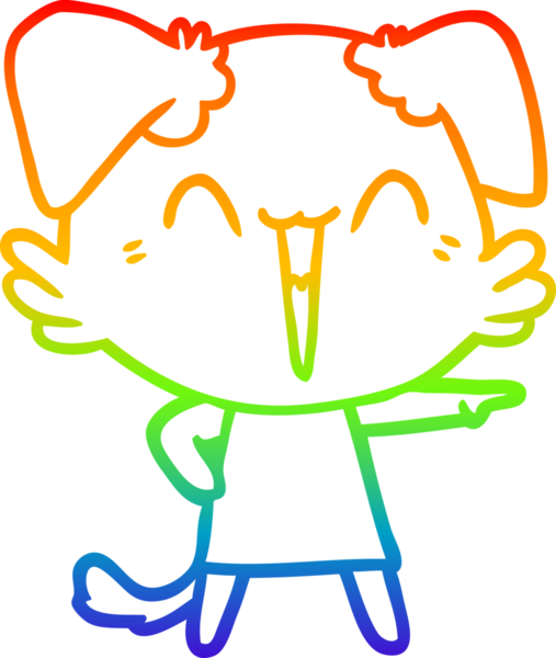 gökkuşağı gradyan çizimi bir insan tarafından çizilmiş mutlu küçük bir köpek çizgi filmi