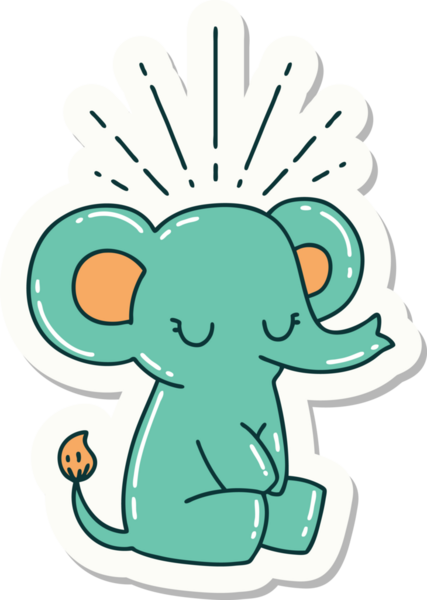 Bir insan tarafından çizilmiş dövme stili şirin bir fil.