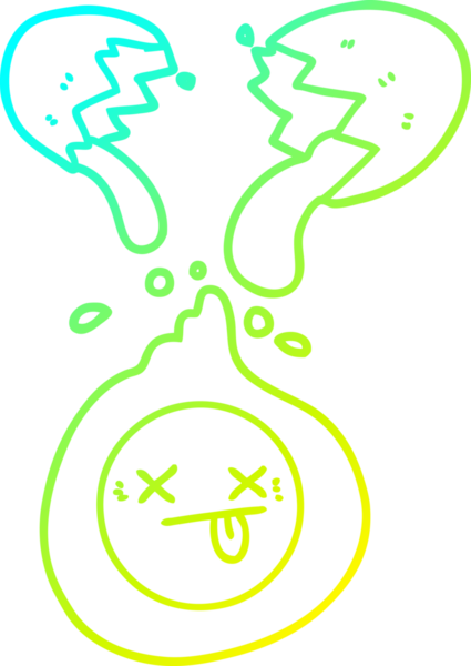 Bir insan tarafından çizilmiş kırık bir yumurtanın soğuk gradyan çizimi.