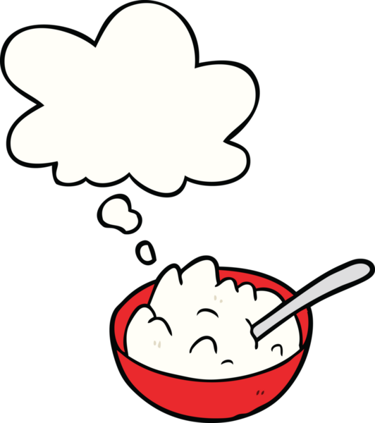 Bir insan tarafından çizilmiş düşünce baloncuklu lapa kasesi.