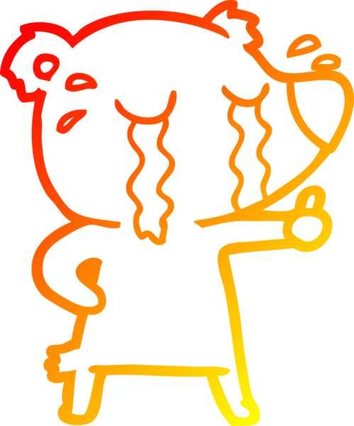 Bir insan tarafından çizilmiş ağlayan bir ayının sıcak çizgi çizimi