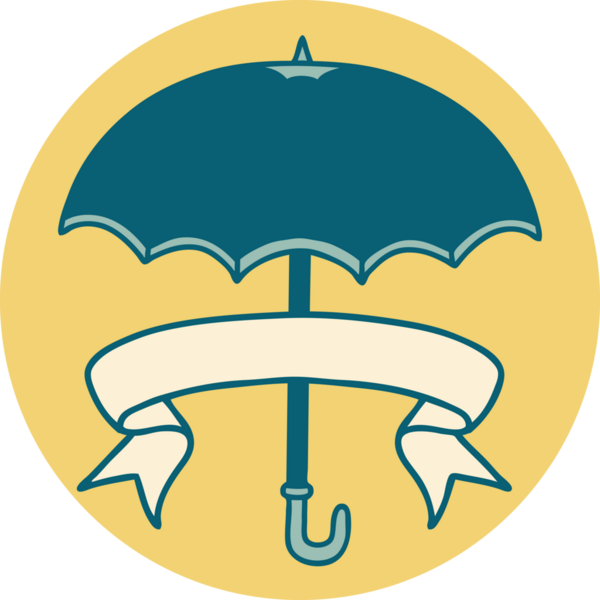 bir insan tarafından çizilmiş bir şemsiye pankartı ile dövme biçimi simgesi