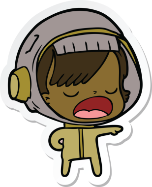 Bir insan tarafından çizilmiş astronot bir kadının çıkartması.