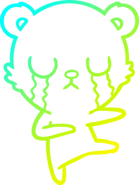 Bir insan tarafından çizilmiş ağlayan kutup ayısı karikatürü.