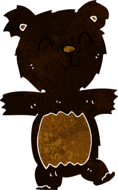 Bir insan tarafından çizilmiş sevimli siyah ayı yavrusu.