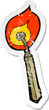 Bir insan tarafından çizilmiş karikatür yakma kibritinin gerilimli retro yapıştırması