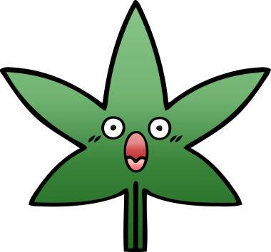 Bir insan tarafından çizilmiş marihuana yaprağının gölgeli çizgi filmi.