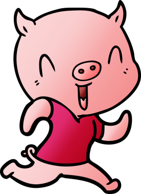 Bir insan tarafından çizilmiş mutlu çizgi film domuzu.