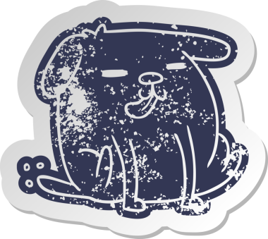 Bir insan tarafından çizilmiş sevimli bir köpeğin eski çizgi film etiketi kawaii