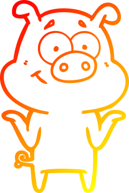 Bir insan tarafından çizilmiş mutlu çizgi film domuzu çizimi.