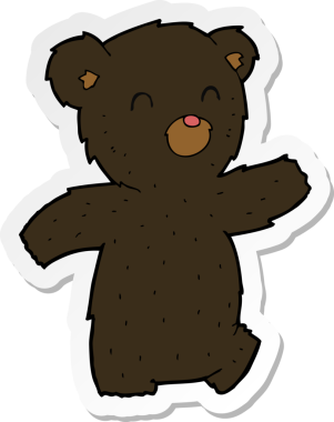 Bir insan tarafından çizilmiş karikatür kara ayısının çıkartması.