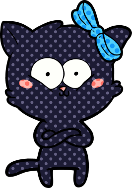 Bir insan tarafından çizilmiş çizgi film kedisi.