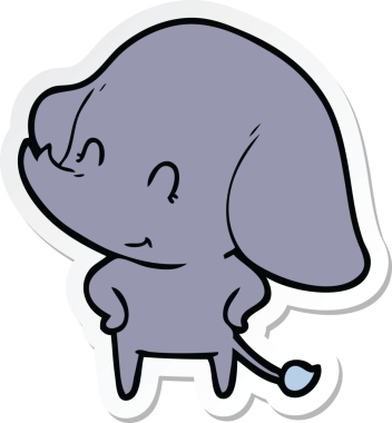 Bir insan tarafından çizilmiş şirin bir fil çıkartması.