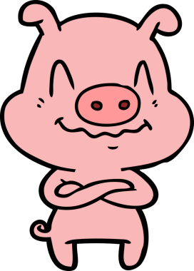 Bir insan tarafından çizilmiş sinirli çizgi film domuzu.