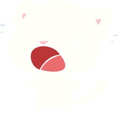 Bir insan tarafından çizilmiş düz renkli çizgi film kedisi.